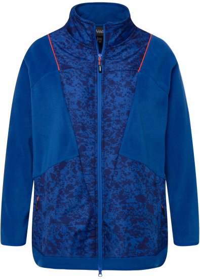 Ulla Popken Patch Print Fleece Jacket Denim Blue - Mikiny & mikiny s kapucí - 