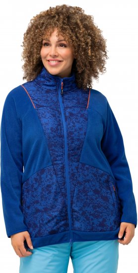 Ulla Popken Patch Print Fleece Jacket Denim Blue - Mikiny & mikiny s kapucí - 