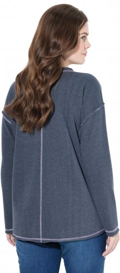 Ulla Popken Houston Textured Lettering Sweatshirt Navy - Mikiny & mikiny s kapucí - 