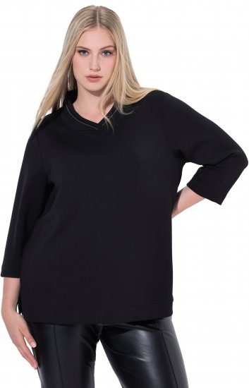 Ulla Popken Decorative Chain Collar Sweatshirt Black - Mikiny & mikiny s kapucí - 