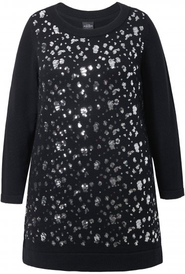 Ulla Popken Sequined Soft Fine Knit Sweater Black - Mikiny & mikiny s kapucí - 