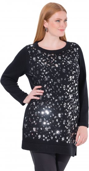 Ulla Popken Sequined Soft Fine Knit Sweater Black - Mikiny & mikiny s kapucí - 