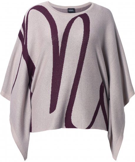 Ulla Popken Brushstroke Knit Poncho Beige - Mikiny & mikiny s kapucí - 