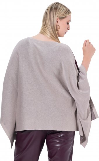 Ulla Popken Brushstroke Knit Poncho Beige - Mikiny & mikiny s kapucí - 