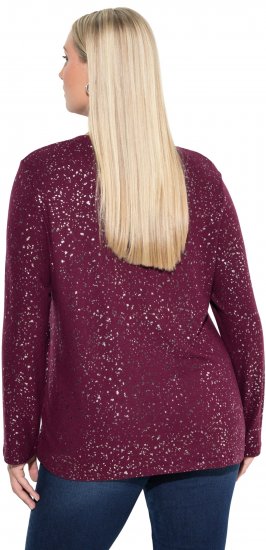 Ulla Popken Metallic Print Extra Soft Christmas Sweatshirt Dark Wine Red - Mikiny & mikiny s kapucí - 