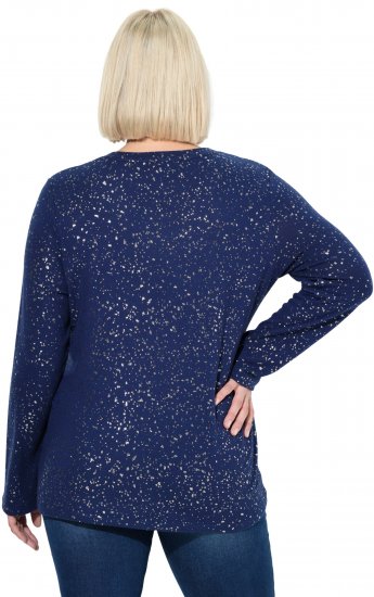 Ulla Popken Metallic Print Extra Soft Christmas Sweatshirt Ink Blue - Mikiny & mikiny s kapucí - 
