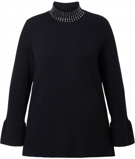 Ulla Popken Flared Sleeve Turtleneck Sweater Black - Mikiny & mikiny s kapucí - 