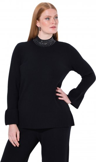 Ulla Popken Flared Sleeve Turtleneck Sweater Black - Mikiny & mikiny s kapucí - 