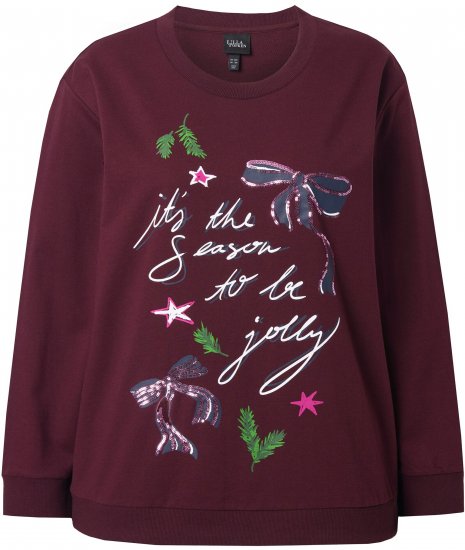 Ulla Popken Sparkling Sequin Bows Christmas Sweatshirt Plum - Mikiny & mikiny s kapucí - 