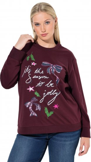 Ulla Popken Sparkling Sequin Bows Christmas Sweatshirt Plum - Mikiny & mikiny s kapucí - 