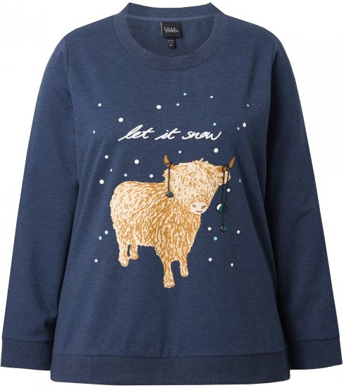Ulla Popken Let It Snow Sequins Sweatshirt Ink Blue - Mikiny & mikiny s kapucí - 