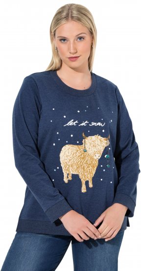 Ulla Popken Let It Snow Sequins Sweatshirt Ink Blue - Mikiny & mikiny s kapucí - 