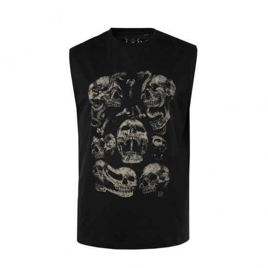JP1880 Tanktop Skulls Black - Trička - Trička nadměrné velikosti - 2XL-14XL