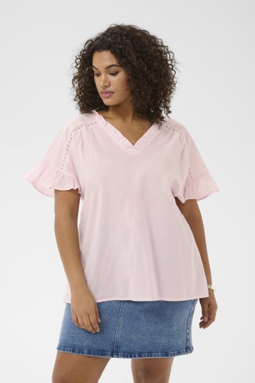 Kaffe Curve Valeria Top Ballerina Pink - Trička & topy - 