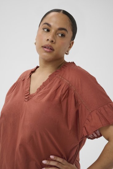 Kaffe Curve Valeria Top Henna Brown - Trička & topy - 