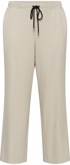 Kaffe Curve Sirana Pants Beige Melange/Black Stripe - Látkové kalhoty - 