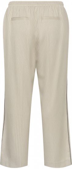 Kaffe Curve Sirana Pants Beige Melange/Black Stripe - Látkové kalhoty - 