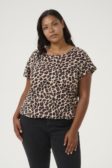 Kaffe Curve Sonna Stanley Top Leopardí potisk - Trička - 