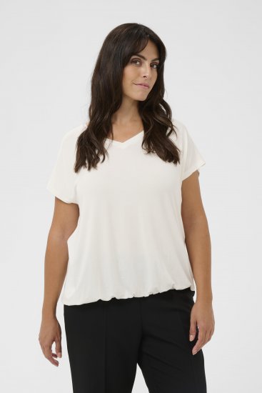 Kaffe Curve Jena V-Neck Tričko Chalk - Trička - 