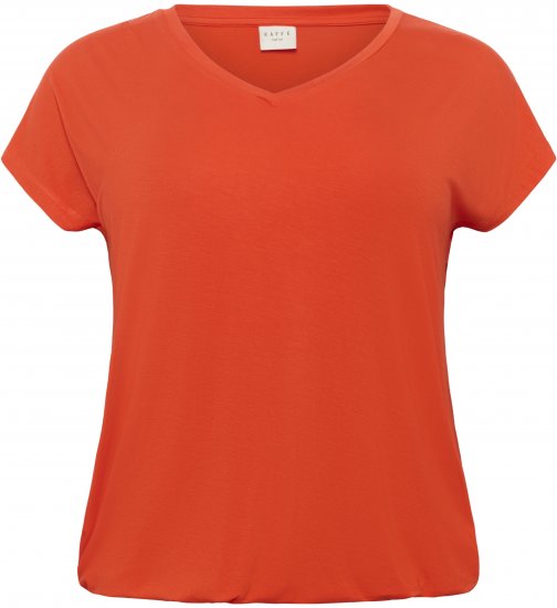 Kaffe Curve Jena V-Neck T-Shirt Grenadine Red - Trička - 