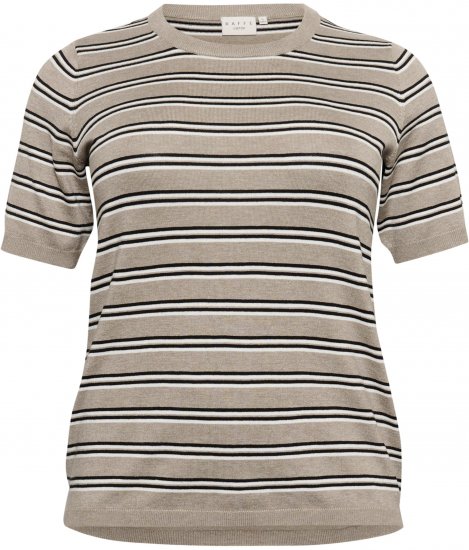 Kaffe Curve Lizzy Pruhovaný svetr Béžová/Černá - Potištěná trička pro ženy - 