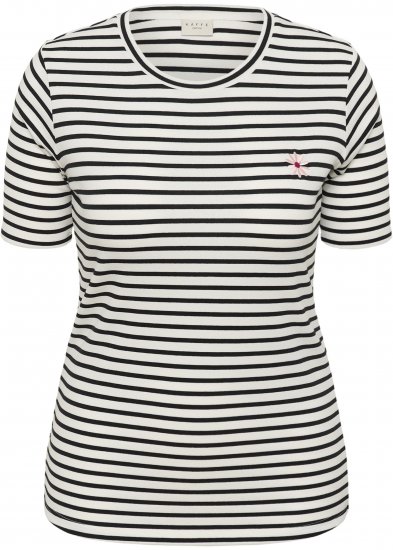 Kaffe Curve Lia Flower T-Shirt Chalk/Deep Black - Trička - 