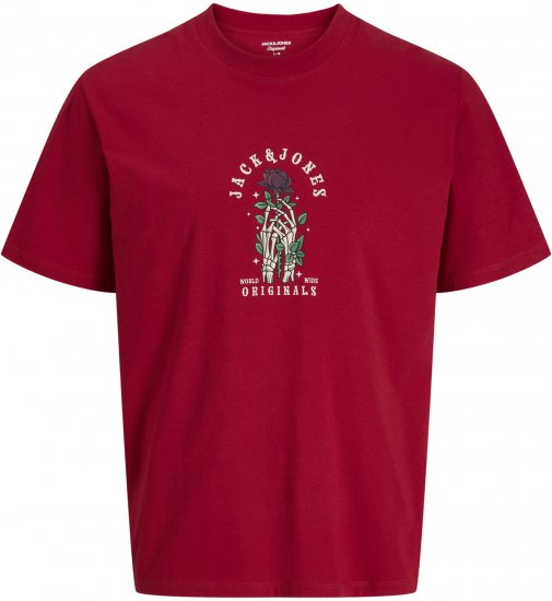 Jack & Jones Catskills Tričko Červené - Trička - Trička nadměrné velikosti - 2XL-14XL