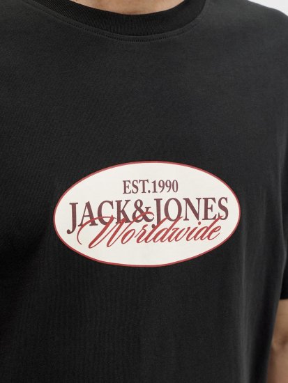 Jack & Jones Catskills Worldwide Tričko Černé - Trička - Trička nadměrné velikosti - 2XL-14XL
