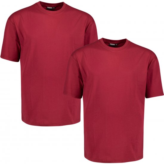 Adamo 129420 Comfort Fit Twin Pack T-Shirt Red - Trička bez potisku - Trička bez potisku - 2XL-14XL