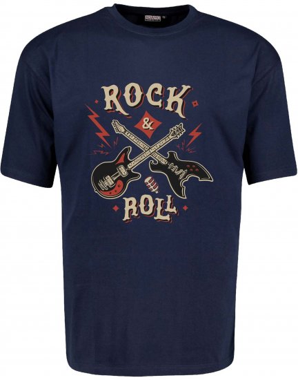 Adamo Rock and Roll Comfort Fit T-Shirt Navy - Trička s potiskem - Trička s potiskem - 2XL-8XL