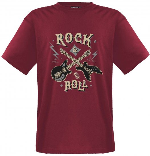 Adamo Rock and Roll Comfort Fit T-Shirt Red - Trička s potiskem - Trička s potiskem - 2XL-8XL
