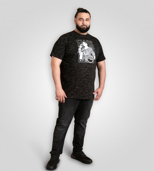 D555 Official Elvis Presley Printed T-Shirt Black - Trička s potiskem - Trička s potiskem - 2XL-8XL