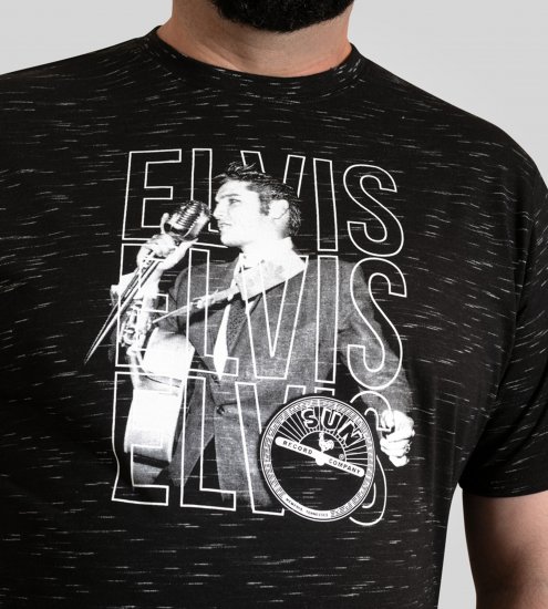 D555 Official Elvis Presley Printed T-Shirt Black - Trička s potiskem - Trička s potiskem - 2XL-8XL