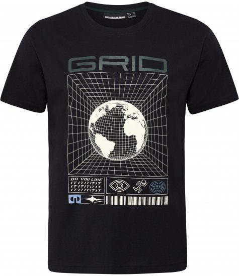 North Latitude 53333 Grid Printed T-Shirt Black - Trička - Trička nadměrné velikosti - 2XL-14XL