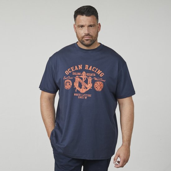 North Latitude 61121 Tričko S Potiskem Námořnická Modrá - Trička - Trička nadměrné velikosti - 2XL-14XL