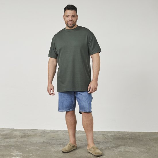 North Latitude 61324 Strukturované Tričko Tmavě Prachově Zelená - Trička - Trička nadměrné velikosti - 2XL-14XL