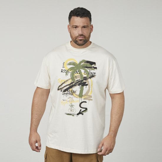 North Latitude 61360 Palm Printed T-Shirt Off White - Trička s potiskem - Trička s potiskem - 2XL-8XL