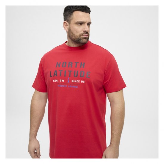 North Latitude Logo T-Shirt Red - Trička - Trička nadměrné velikosti - 2XL-14XL