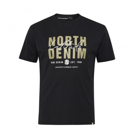 North Latitude Denim Printed Logo T-Shirt Black - Trička - Trička nadměrné velikosti - 2XL-14XL
