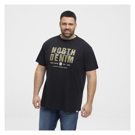 North Latitude Denim Printed Logo T-Shirt Black - Trička - Trička nadměrné velikosti - 2XL-14XL