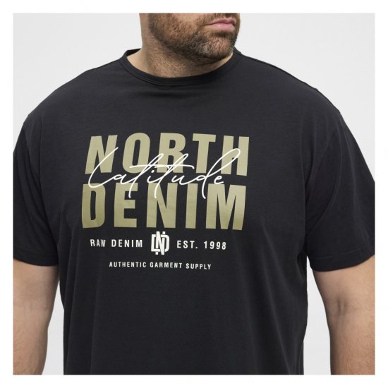 North Latitude Denim Printed Logo T-Shirt Black - Trička - Trička nadměrné velikosti - 2XL-14XL