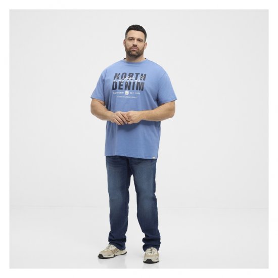 North Latitude Denim Printed Logo T-Shirt Dusty Blue - Trička - Trička nadměrné velikosti - 2XL-14XL