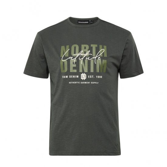 North Latitude Denim Printed Logo T-Shirt Dark Dust Green - Trička - Trička nadměrné velikosti - 2XL-14XL