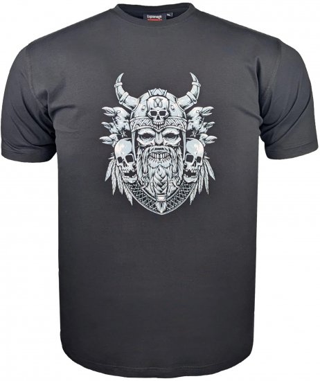 Espionage T441 Viking Skull Print T-Shirt Black - Trička s potiskem - Trička s potiskem - 2XL-8XL