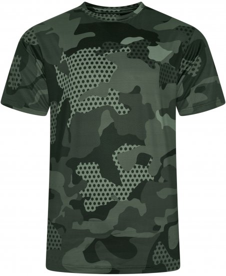 Kam Jeans AP016 Camo Technical T-Shirt Charcoal - Trička s potiskem - Trička s potiskem - 2XL-8XL