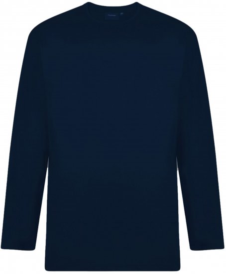 Espionage T015LS Plain Long Sleeve T-Shirt Navy - Trička - Trička nadměrné velikosti - 2XL-14XL
