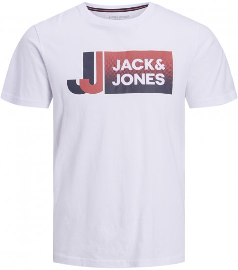 Jack & Jones Logan T-Shirt White - Trička - Trička nadměrné velikosti - 2XL-14XL