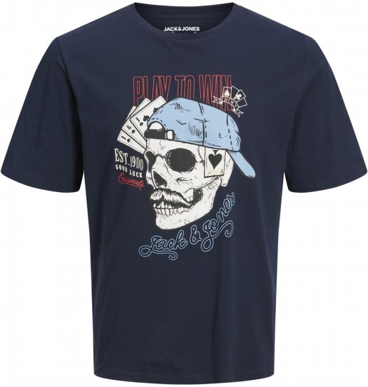 Jack & Jones Roxbury T-Shirt Navy - Trička - Trička nadměrné velikosti - 2XL-14XL