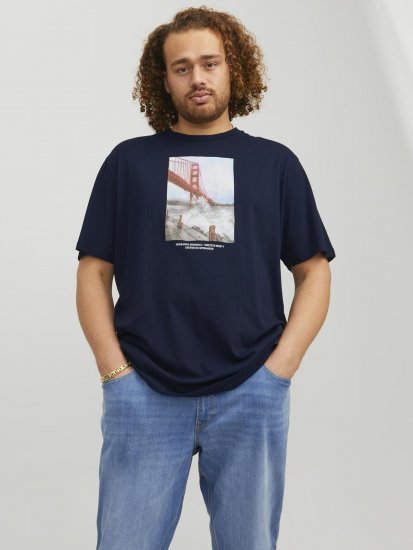 Jack & Jones Copenhagen Photo T-Shirt Navy - Trička - Trička nadměrné velikosti - 2XL-14XL
