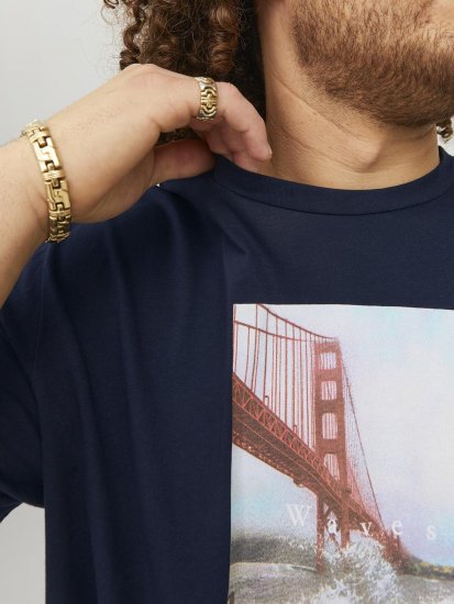 Jack & Jones Copenhagen Photo T-Shirt Navy - Trička - Trička nadměrné velikosti - 2XL-14XL
